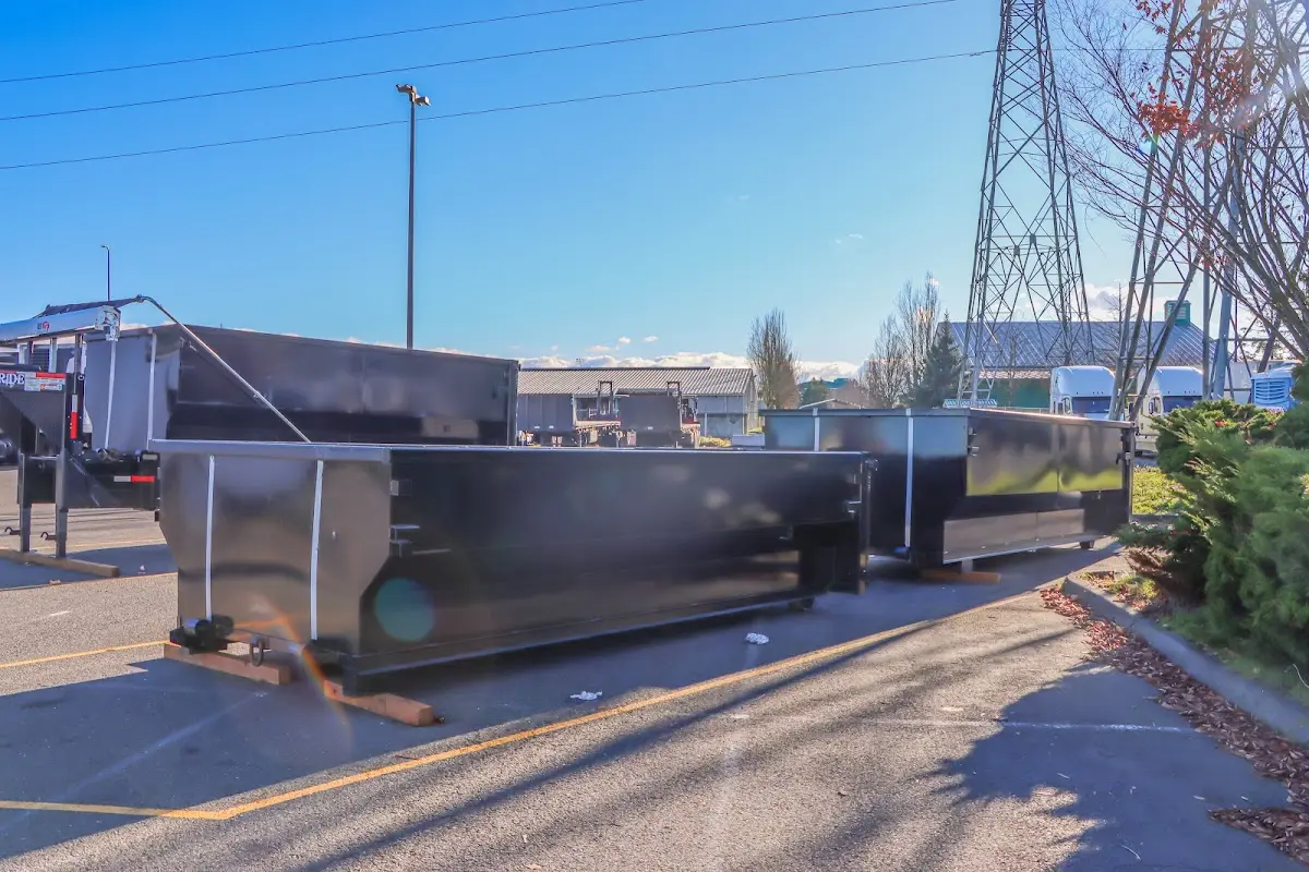 Roll-off dumpster ready for waste disposal at job site for 2 Yard Dumpster Rental in Manteno